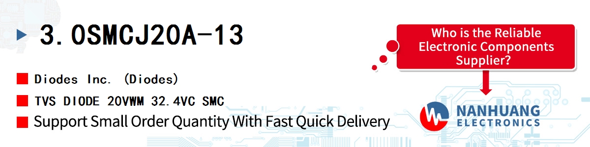3.0SMCJ20A-13 Diodes TVS DIODE 20VWM 32.4VC SMC