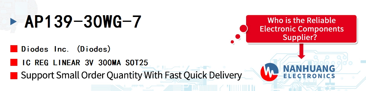 AP139-30WG-7 Diodes IC REG LINEAR 3V 300MA SOT25