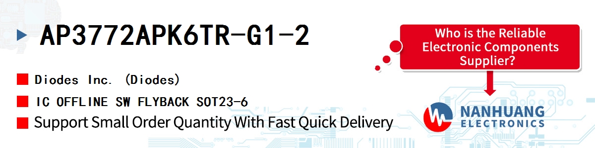 AP3772APK6TR-G1-2 Diodes IC OFFLINE SW FLYBACK SOT23-6