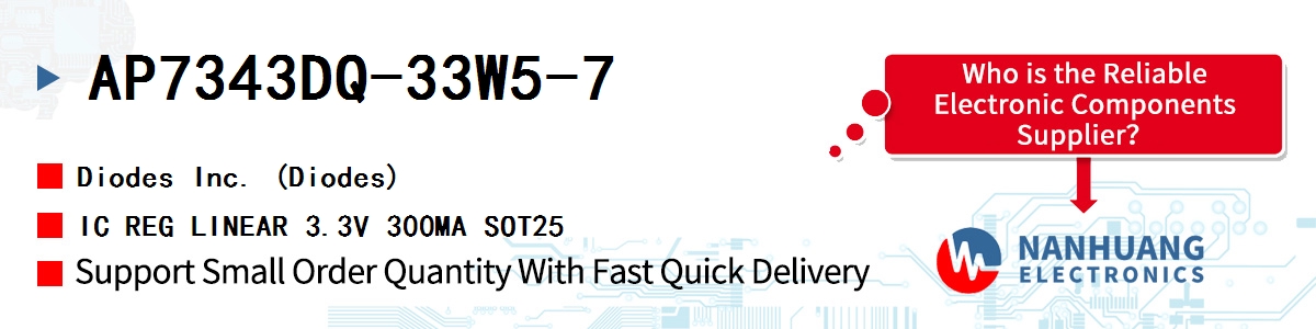 AP7343DQ-33W5-7 Diodes IC REG LINEAR 3.3V 300MA SOT25