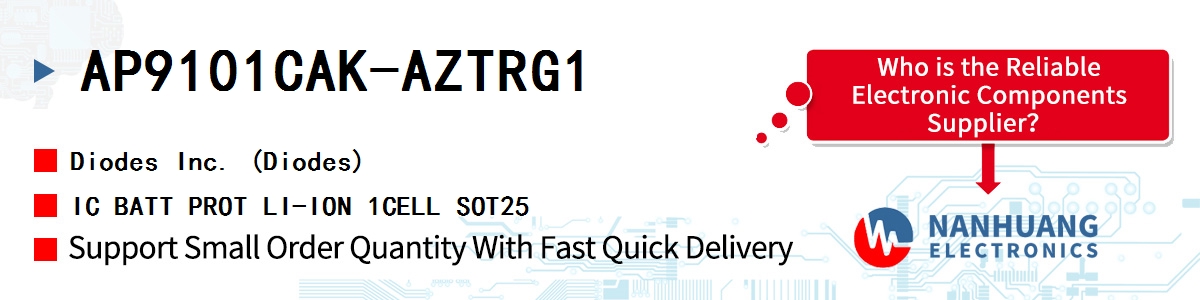 AP9101CAK-AZTRG1 Diodes IC BATT PROT LI-ION 1CELL SOT25