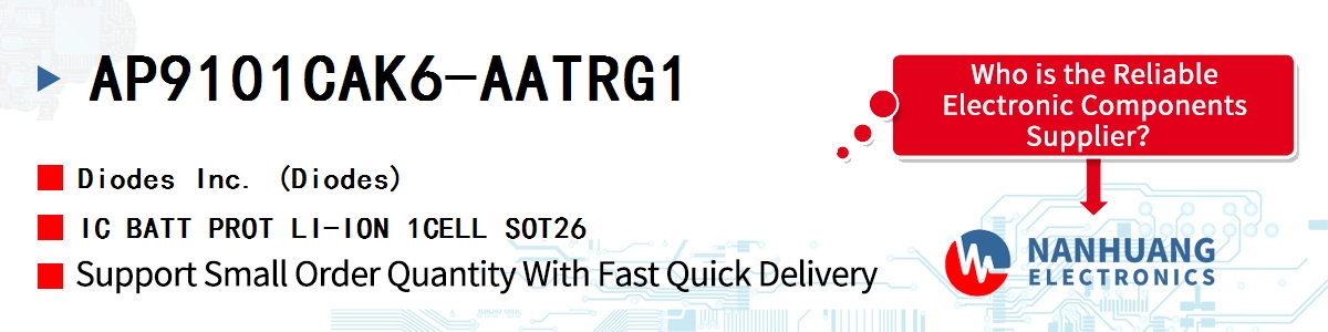 AP9101CAK6-AATRG1 Diodes IC BATT PROT LI-ION 1CELL SOT26