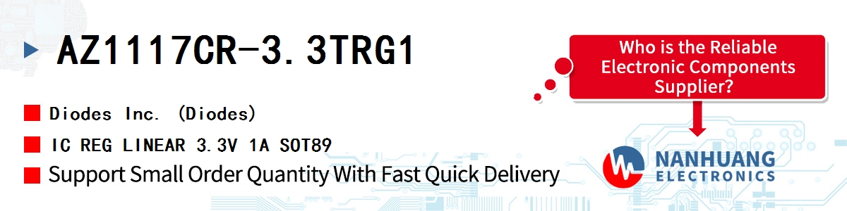 AZ1117CR-3.3TRG1 Diodes IC REG LINEAR 3.3V 1A SOT89