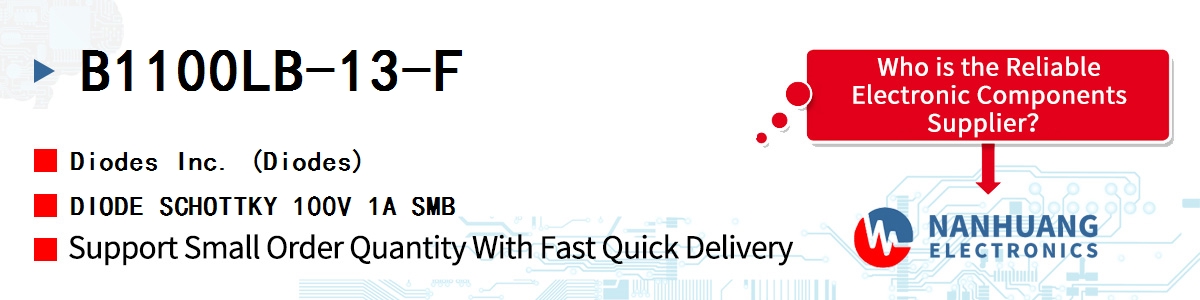 B1100LB-13-F Diodes DIODE SCHOTTKY 100V 1A SMB