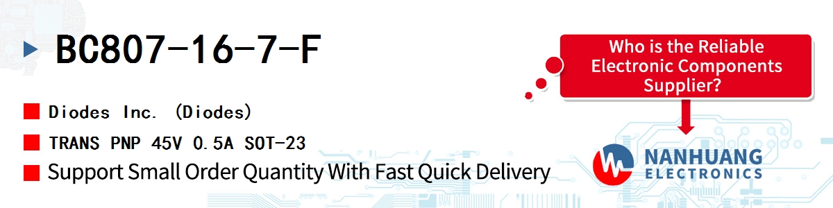 BC807-16-7-F Diodes TRANS PNP 45V 0.5A SOT-23
