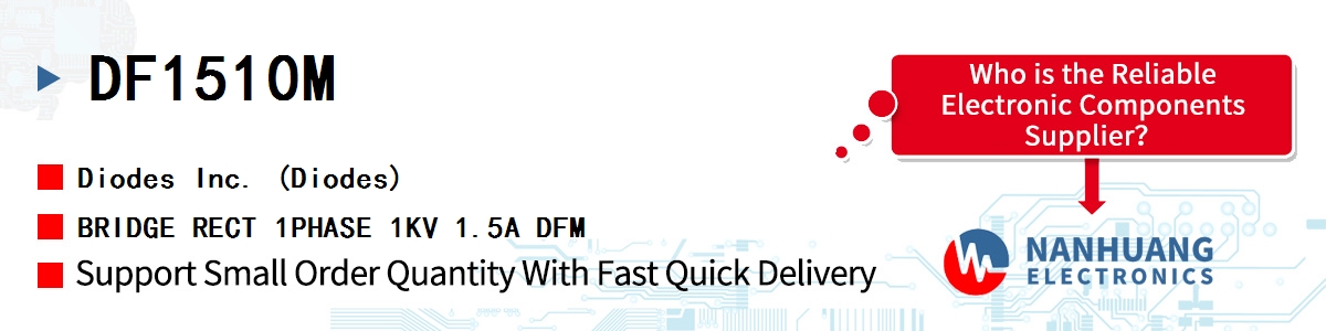 DF1510M Diodes BRIDGE RECT 1PHASE 1KV 1.5A DFM