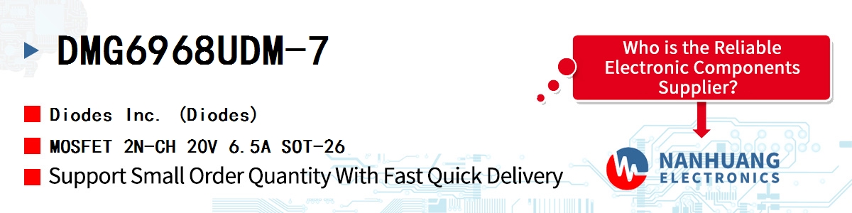 DMG6968UDM-7 Diodes MOSFET 2N-CH 20V 6.5A SOT-26