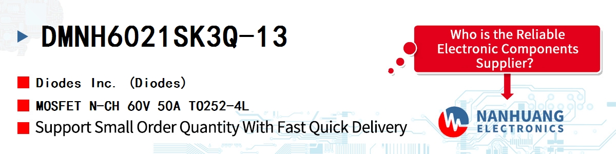 DMNH6021SK3Q-13 Diodes MOSFET N-CH 60V 50A TO252-4L