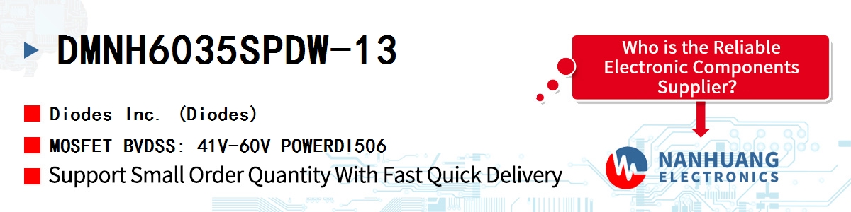 DMNH6035SPDW-13 Diodes MOSFET BVDSS: 41V-60V POWERDI506