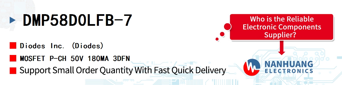 DMP58D0LFB-7 Diodes MOSFET P-CH 50V 180MA 3DFN