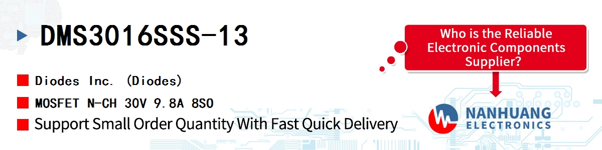 DMS3016SSS-13 Diodes MOSFET N-CH 30V 9.8A 8SO