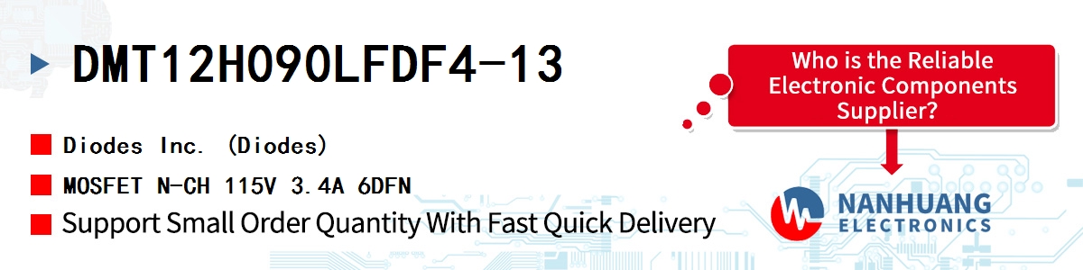 DMT12H090LFDF4-13 Diodes MOSFET N-CH 115V 3.4A 6DFN