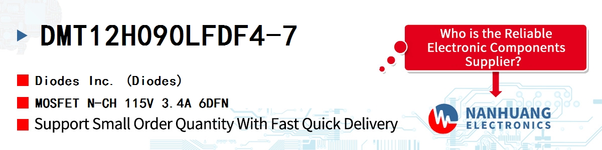 DMT12H090LFDF4-7 Diodes MOSFET N-CH 115V 3.4A 6DFN