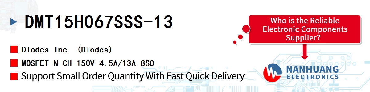 DMT15H067SSS-13 Diodes MOSFET N-CH 150V 4.5A/13A 8SO