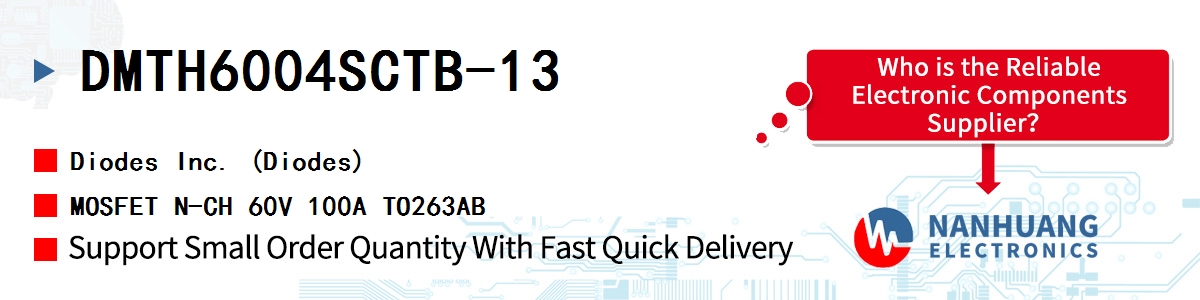 DMTH6004SCTB-13 Diodes MOSFET N-CH 60V 100A TO263AB