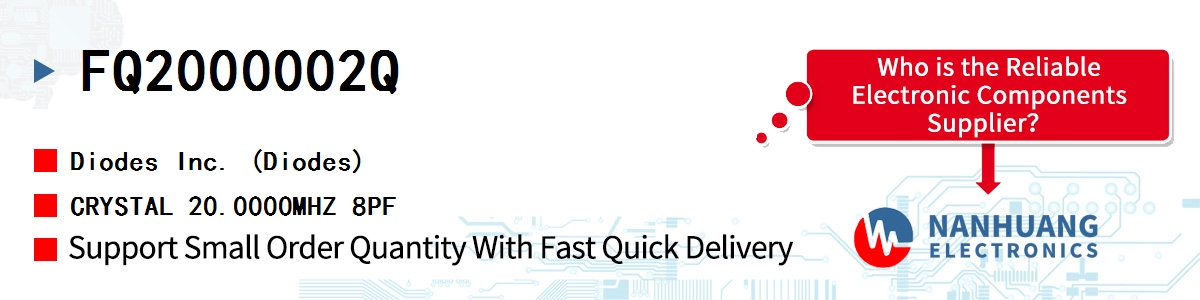 FQ2000002Q Diodes CRYSTAL 20.0000MHZ 8PF