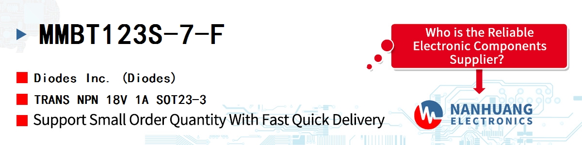 MMBT123S-7-F Diodes TRANS NPN 18V 1A SOT23-3
