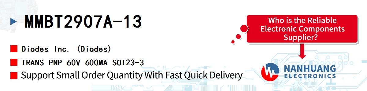 MMBT2907A-13 Diodes TRANS PNP 60V 600MA SOT23-3