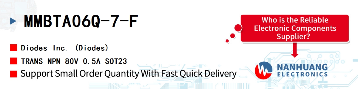 MMBTA06Q-7-F Diodes TRANS NPN 80V 0.5A SOT23