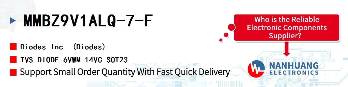 MMBZ9V1ALQ-7-F Diodes TVS DIODE 6VWM 14VC SOT23
