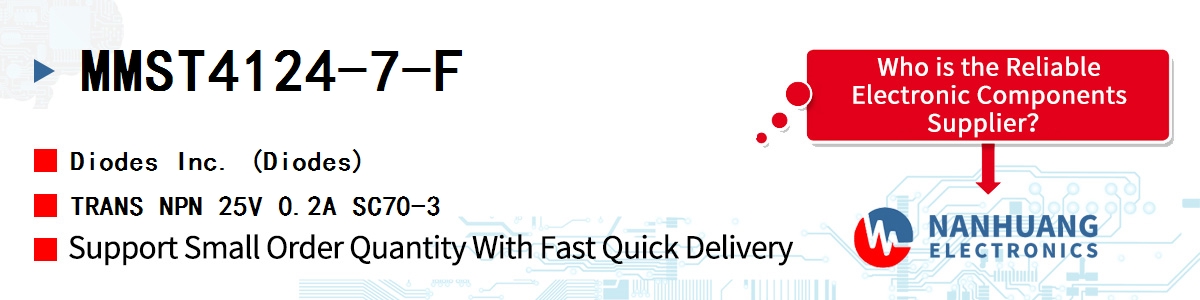 MMST4124-7-F Diodes TRANS NPN 25V 0.2A SC70-3