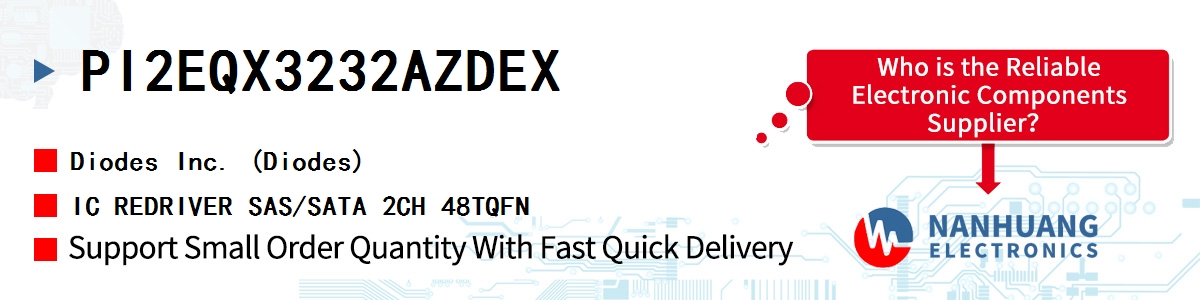 PI2EQX3232AZDEX Diodes IC REDRIVER SAS/SATA 2CH 48TQFN