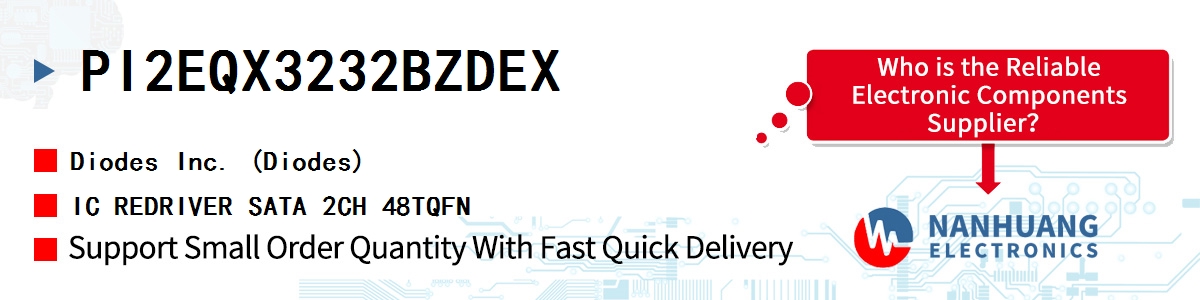 PI2EQX3232BZDEX Diodes IC REDRIVER SATA 2CH 48TQFN