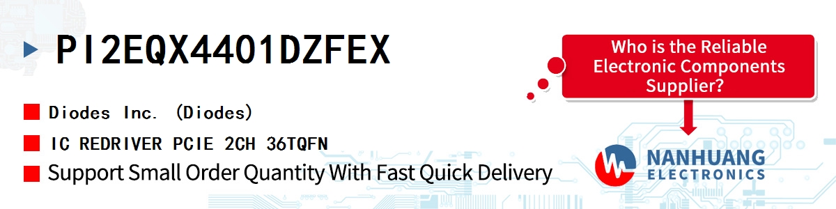 PI2EQX4401DZFEX Diodes IC REDRIVER PCIE 2CH 36TQFN