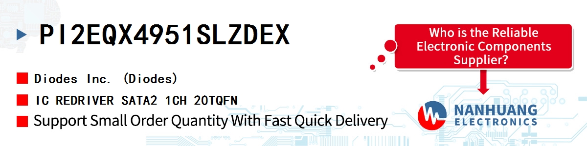 PI2EQX4951SLZDEX Diodes IC REDRIVER SATA2 1CH 20TQFN