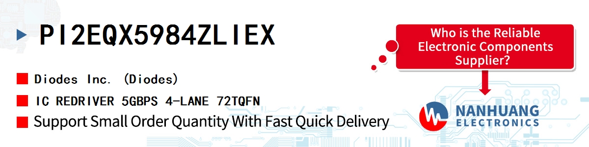 PI2EQX5984ZLIEX Diodes IC REDRIVER 5GBPS 4-LANE 72TQFN