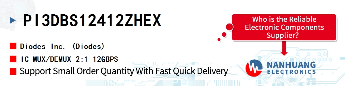 PI3DBS12412ZHEX Diodes IC MUX/DEMUX 2:1 12GBPS