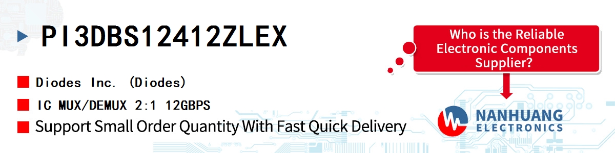 PI3DBS12412ZLEX Diodes IC MUX/DEMUX 2:1 12GBPS