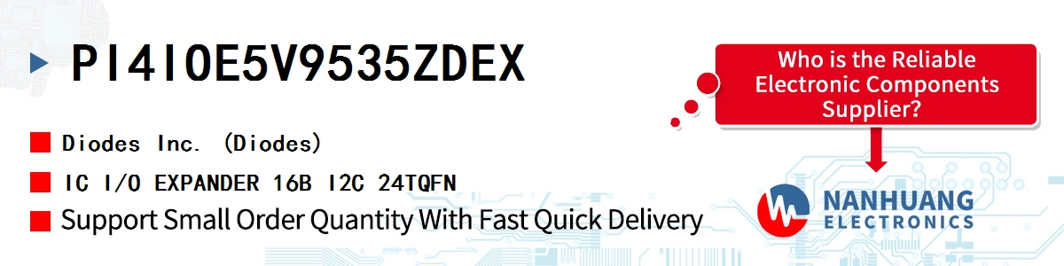 PI4IOE5V9535ZDEX Diodes IC I/O EXPANDER 16B I2C 24TQFN