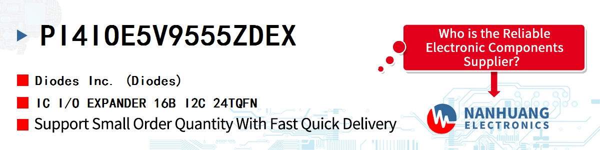 PI4IOE5V9555ZDEX Diodes IC I/O EXPANDER 16B I2C 24TQFN