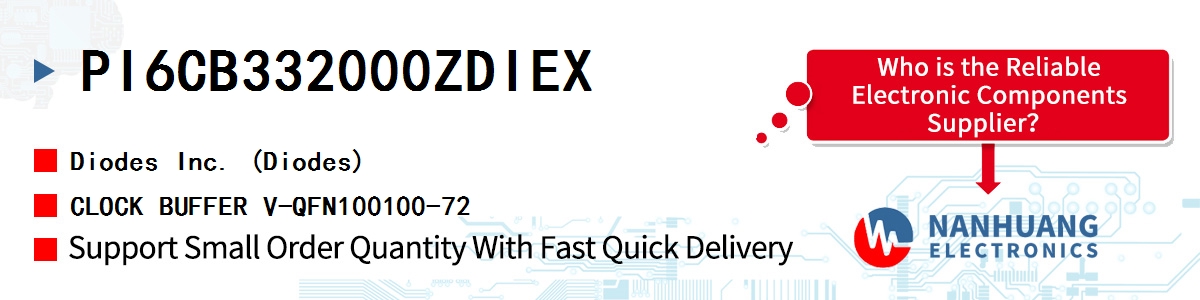 PI6CB332000ZDIEX Diodes CLOCK BUFFER V-QFN100100-72