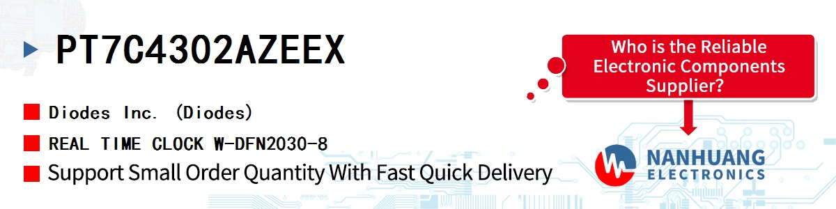 PT7C4302AZEEX Diodes REAL TIME CLOCK W-DFN2030-8