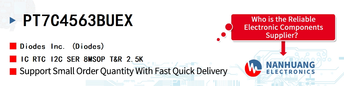 PT7C4563BUEX Diodes IC RTC I2C SER 8MSOP T&R 2.5K