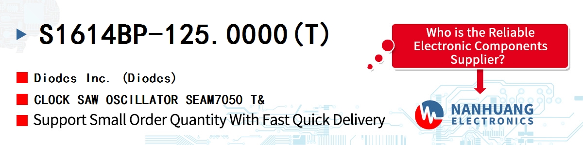 S1614BP-125.0000(T) Diodes CLOCK SAW OSCILLATOR SEAM7050 T&