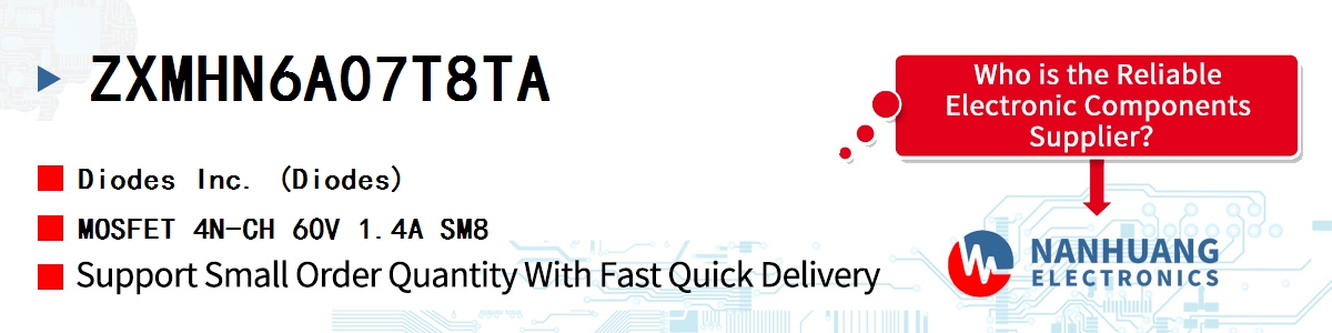 ZXMHN6A07T8TA Diodes MOSFET 4N-CH 60V 1.4A SM8