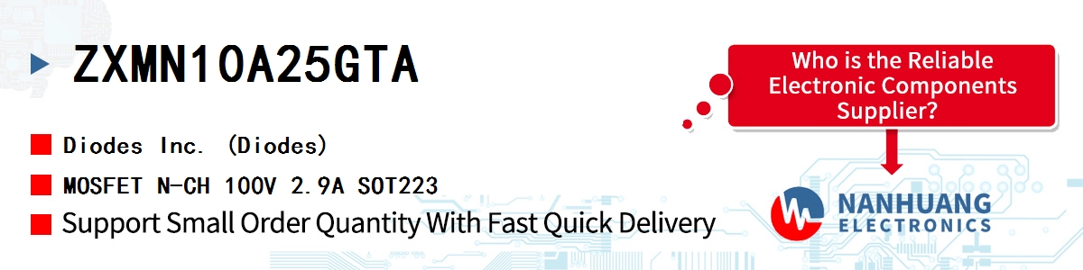 ZXMN10A25GTA Diodes MOSFET N-CH 100V 2.9A SOT223