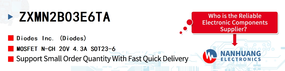 ZXMN2B03E6TA Diodes MOSFET N-CH 20V 4.3A SOT23-6