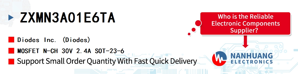ZXMN3A01E6TA Diodes MOSFET N-CH 30V 2.4A SOT-23-6