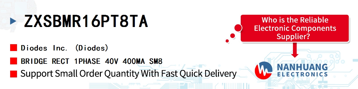 ZXSBMR16PT8TA Diodes BRIDGE RECT 1PHASE 40V 400MA SM8