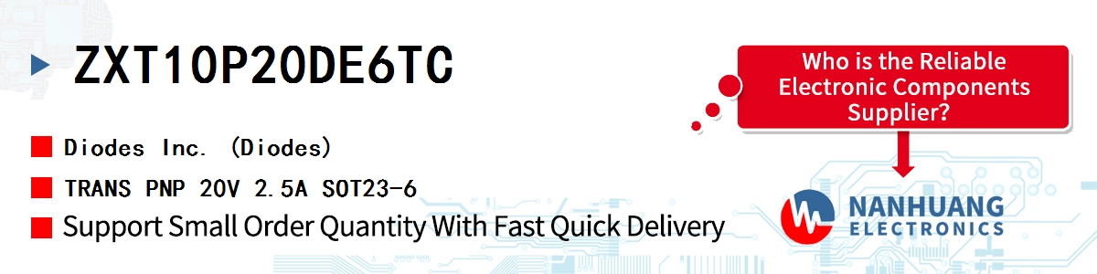 ZXT10P20DE6TC Diodes TRANS PNP 20V 2.5A SOT23-6